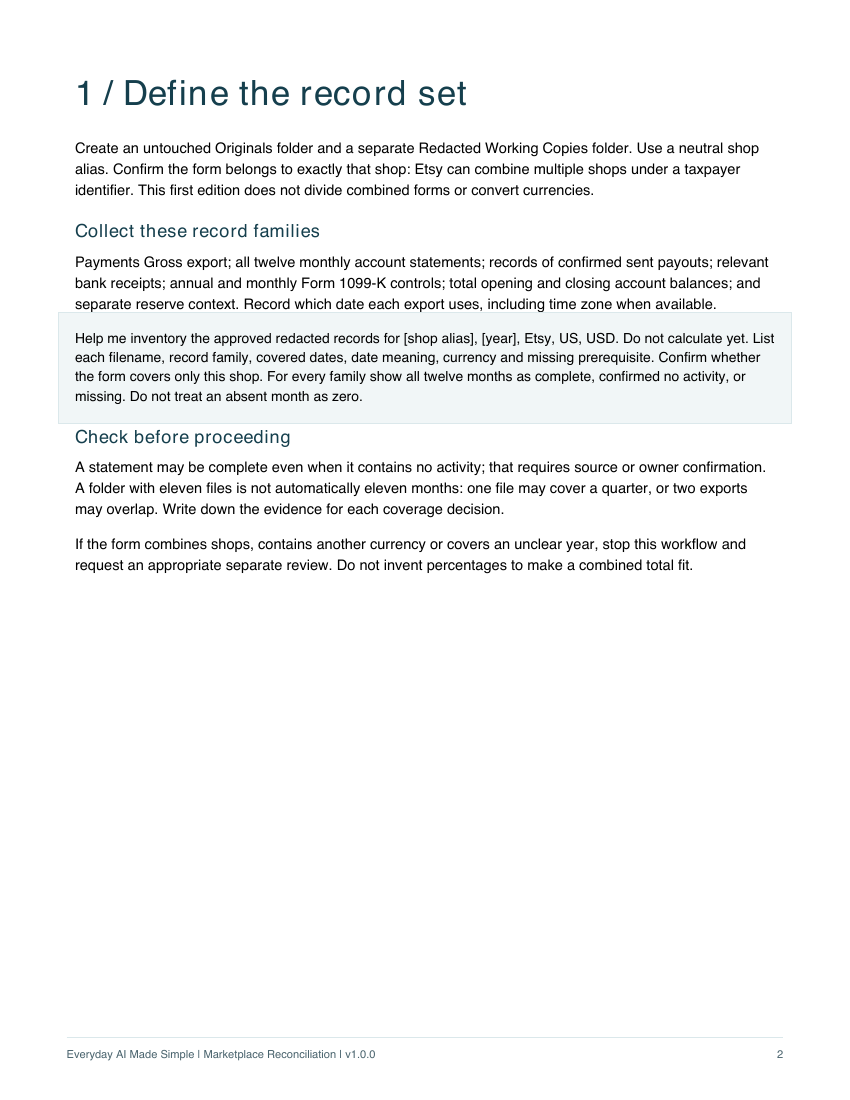 Actual page 2 of Marketplace Payout Reconciliation — Prompt/Workflow Companion