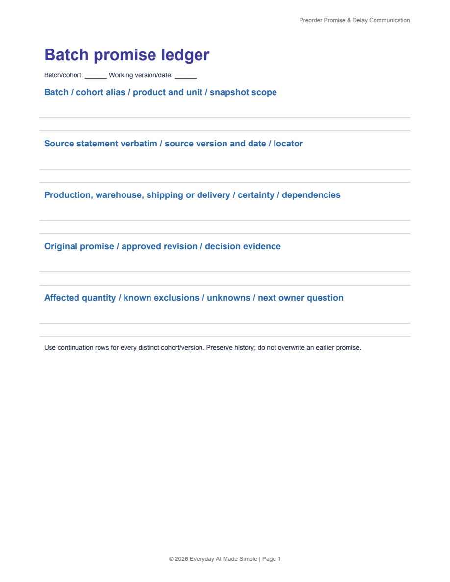First page of the included preorder worksheets