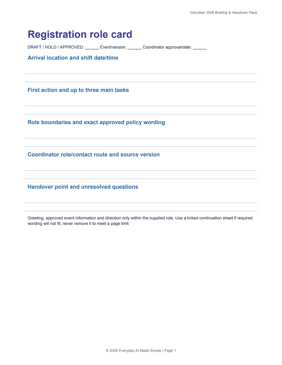 A practical worksheet: actual customer PDF page
