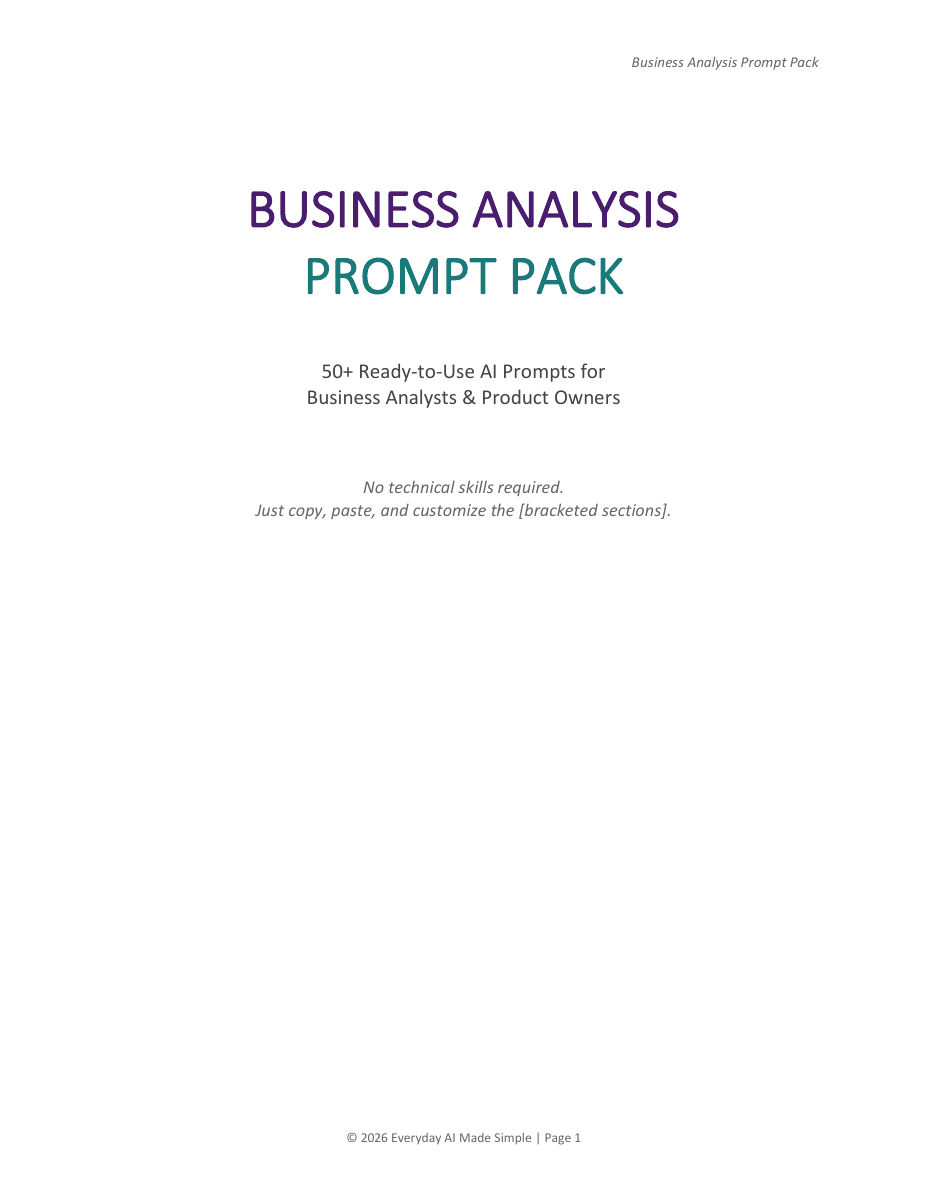 Cover of Business Analysis Prompt Pack PDF