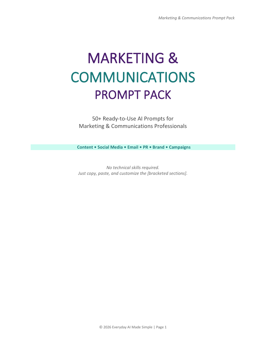 Cover of Marketing & Communications Prompt Pack PDF